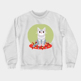 Christmas cartoon cat! Crewneck Sweatshirt